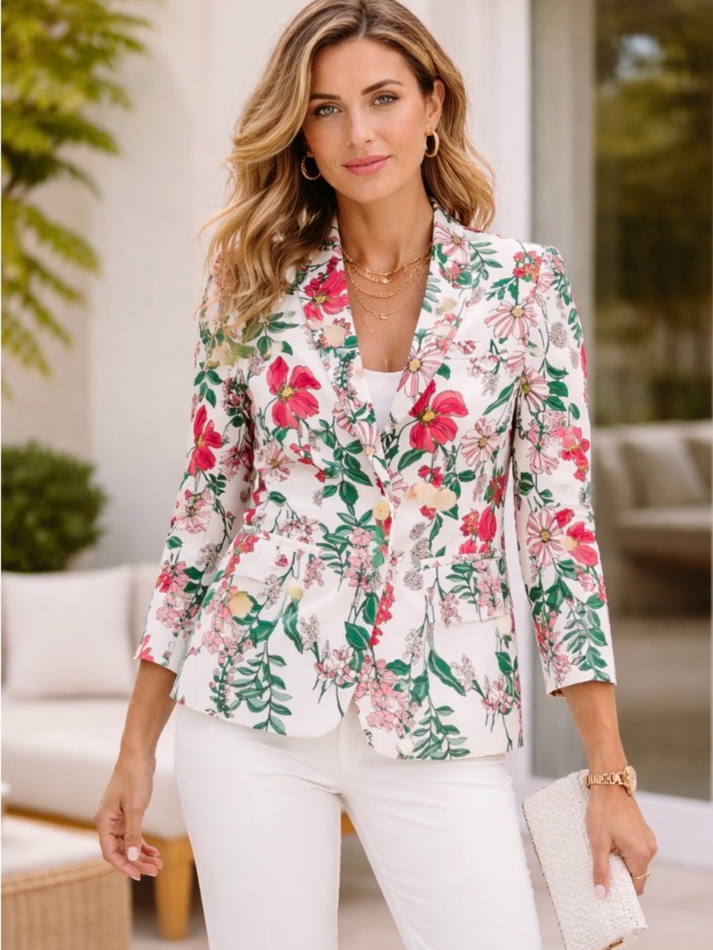 Tommy Hilfiger New w/ tags, Floral  Blazer - White/Pink/Green. Sz 4.